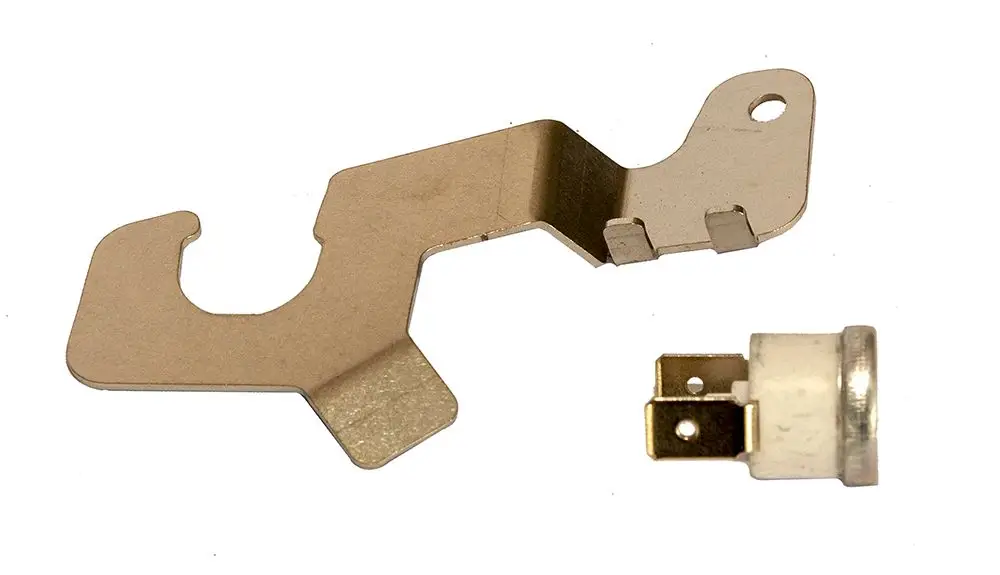 Metallischer Halter und ein Sensorteil aus weißem Material, möglicherweise für eine Daikin-Heizung oder Klimaanlage.